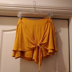 Forever 21+ yellow zip up soft short